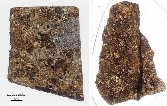 Two thin sections of the Tenham chondrite (CML 0337).